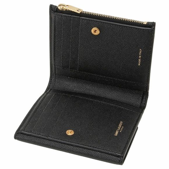 Saint Laurent Compact Wallet Monogram Leather Black Wallet Handbag - Picture 3 of 4